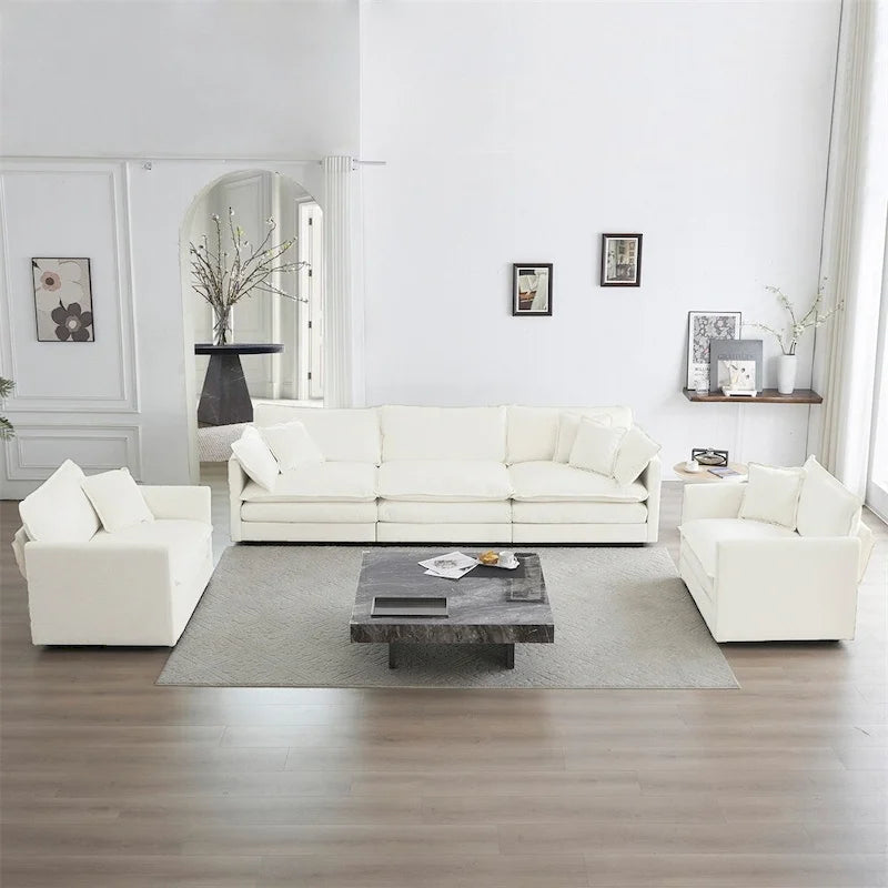 Set Divano da 3 Pezzi, Divano da Salotto 1+1+3 Posti, Poltrona, Divanetto