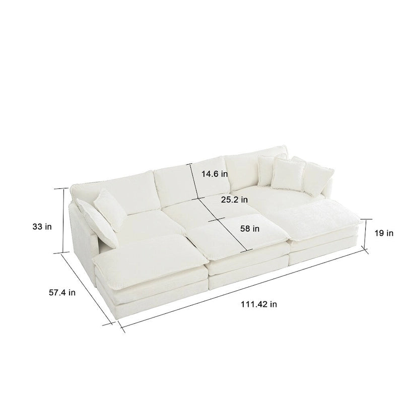 Set Divano da 3 Pezzi, Divano da Salotto 1+1+3 Posti, Poltrona, Divanetto