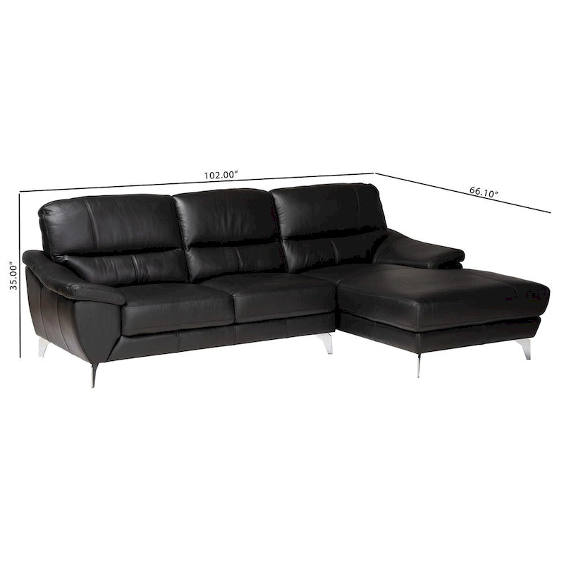 Divano componibile moderno Townsend interamente in pelle con chaise longue a destra