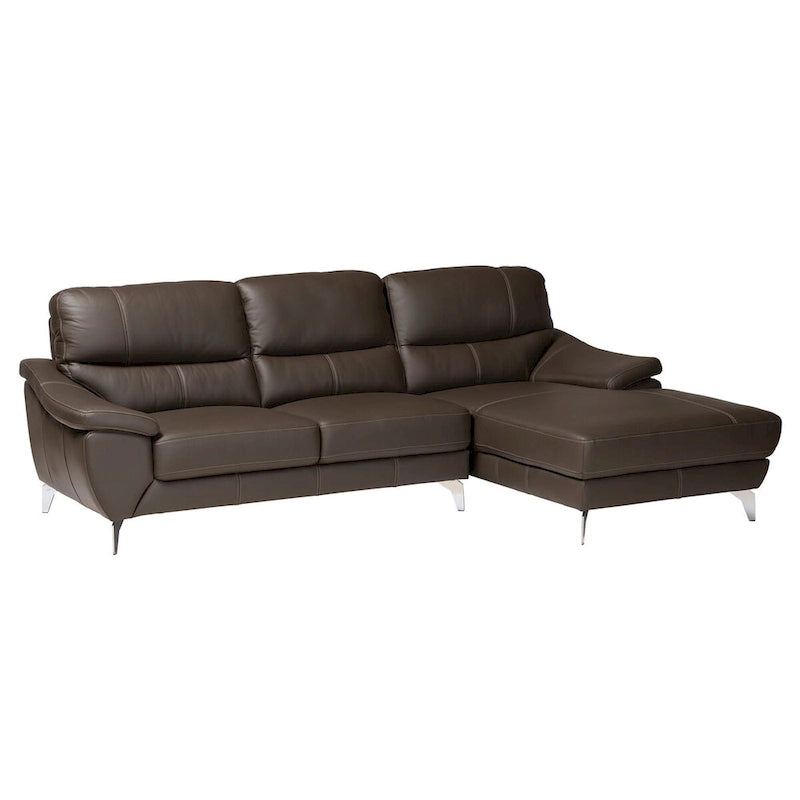 Divano componibile moderno Townsend interamente in pelle con chaise longue a destra