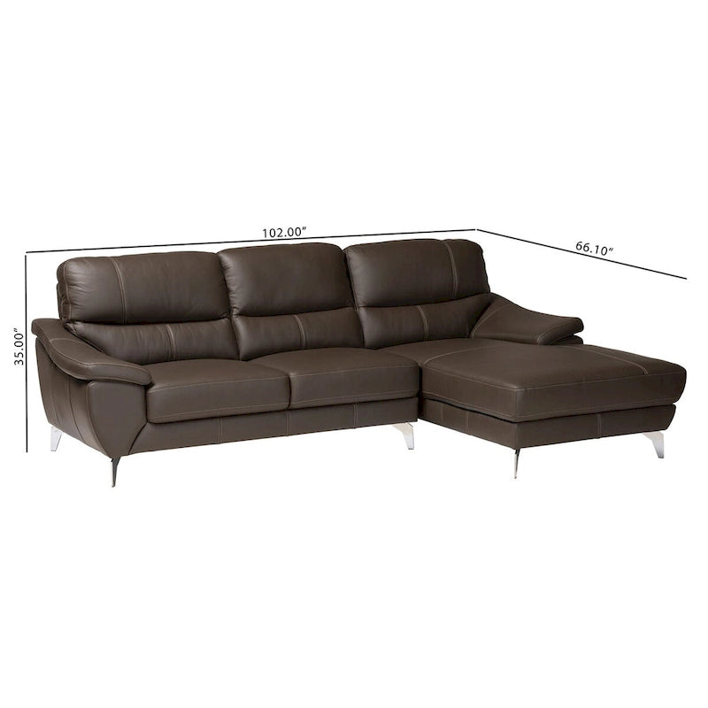 Divano componibile moderno Townsend interamente in pelle con chaise longue a destra