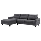 Divano componibile Cyra 2 pezzi da 110 pollici, chaise longue, tessuto grigio, bordino decorativo