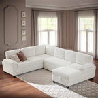 Oversized Modular Corduroy Upholstered Storage Sectional Sofa