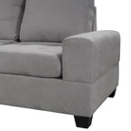Divano sezionale moderno a L da 112 pollici con chaise reversibile, pouf contenitore e due portabicchieri - 112L x 80P x 33,7A