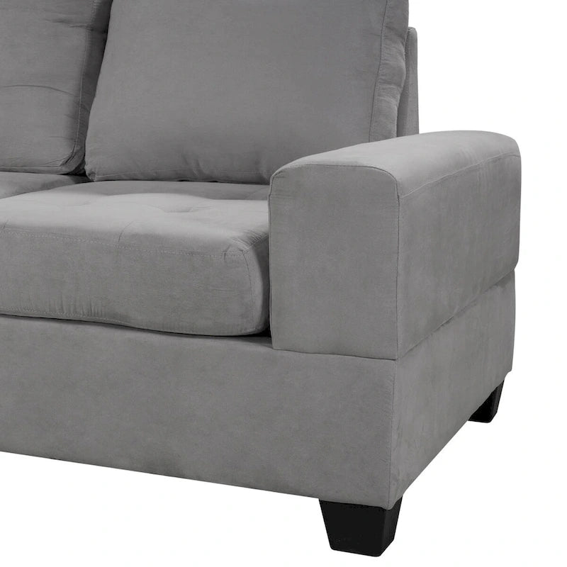 Divano sezionale moderno a L da 112 pollici con chaise reversibile, pouf contenitore e due portabicchieri - 112L x 80P x 33,7A