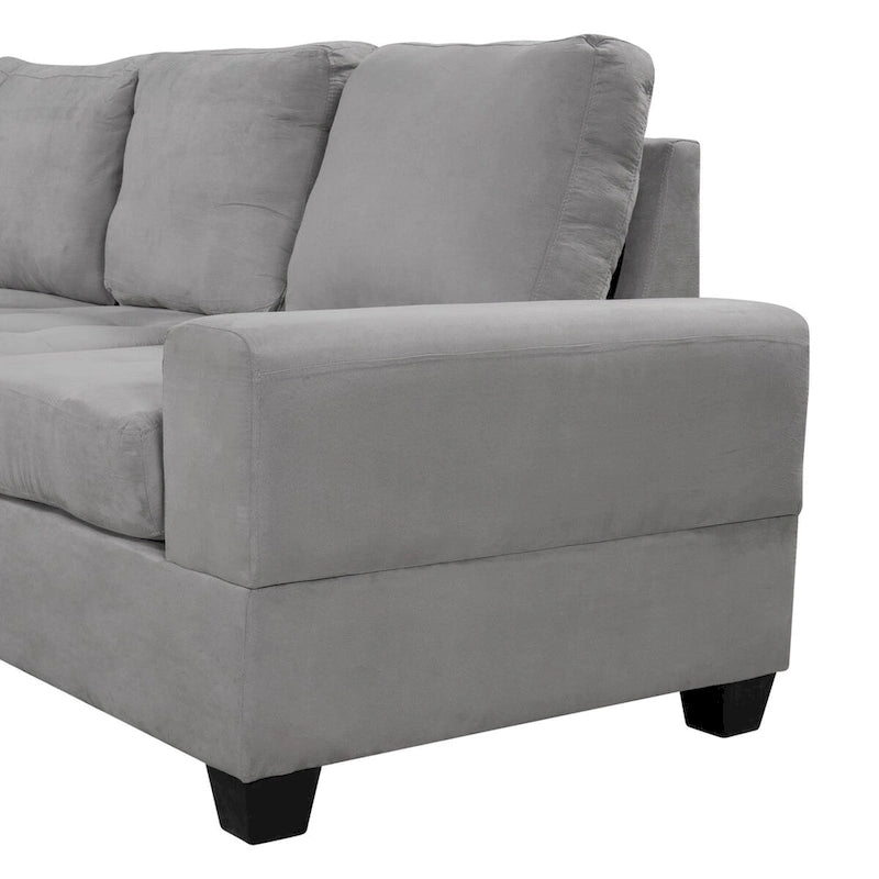 Divano sezionale moderno a L da 112 pollici con chaise reversibile, pouf contenitore e due portabicchieri - 112L x 80P x 33,7A