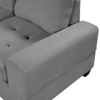 Divano sezionale moderno a L da 112 pollici con chaise reversibile, pouf contenitore e due portabicchieri - 112L x 80P x 33,7A