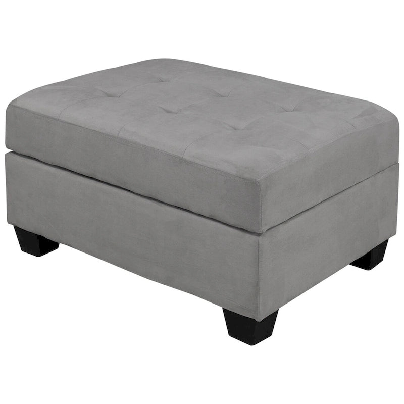 Divano sezionale moderno a L da 112 pollici con chaise reversibile, pouf contenitore e due portabicchieri - 112L x 80P x 33,7A