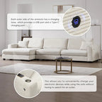 Canapé d'angle surdimensionné en velours côtelé, canapé nuage en forme de L avec port de chargement USB, porte-gobelet, canapé-lit profond avec méridienne de 50 po