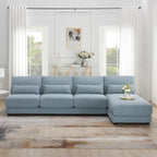 Divano Sezionale Profondo Fuori Misura con Chaise Reversibile, Divano a L Convertibile, Blu