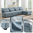 Divano Sezionale Profondo Fuori Misura con Chaise Reversibile, Divano a L Convertibile, Blu