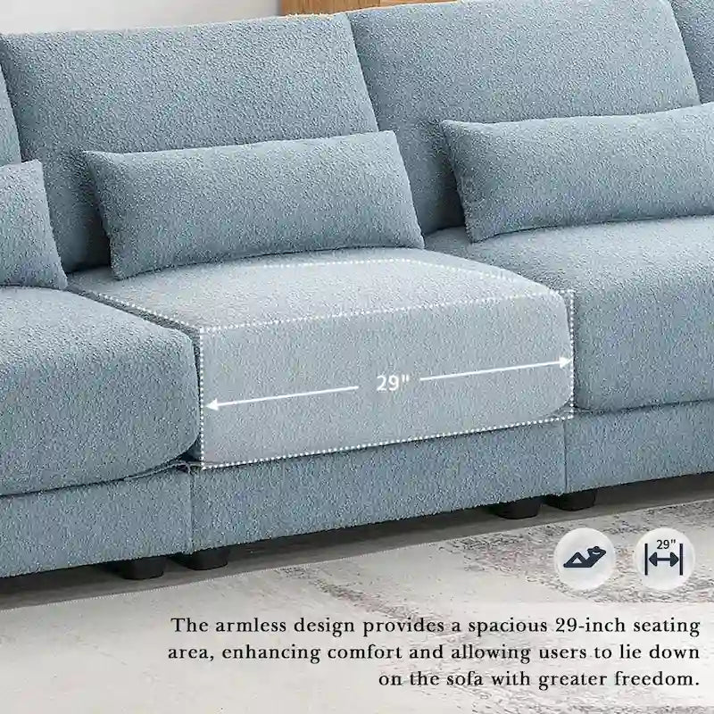 Divano Sezionale Profondo Fuori Misura con Chaise Reversibile, Divano a L Convertibile, Blu
