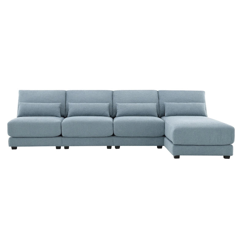 Divano Sezionale Profondo Fuori Misura con Chaise Reversibile, Divano a L Convertibile, Blu