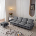 Divano moderno a L da 104,5 pollici con rivestimento in pelle tecnica e pouf convertibile, grigio scuro