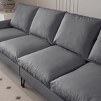 Divano moderno a L da 104,5 pollici con rivestimento in pelle tecnica e pouf convertibile, grigio scuro