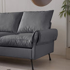 Divano moderno a L da 104,5 pollici con rivestimento in pelle tecnica e pouf convertibile, grigio scuro