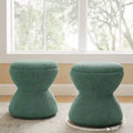 Pouf Djembe Boucle Imbottito con Base Girevole, Sgabello Girevole da Trucco per Soggiorno, Cabina Armadio (Set da 2)