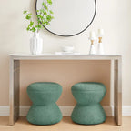 Pouf Djembe Boucle Imbottito con Base Girevole, Sgabello Girevole da Trucco per Soggiorno, Cabina Armadio (Set da 2)