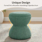 Pouf Djembe Boucle Imbottito con Base Girevole, Sgabello Girevole da Trucco per Soggiorno, Cabina Armadio (Set da 2)