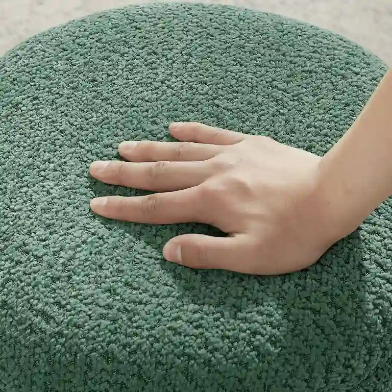 Pouf Djembe Boucle Imbottito con Base Girevole, Sgabello Girevole da Trucco per Soggiorno, Cabina Armadio (Set da 2)