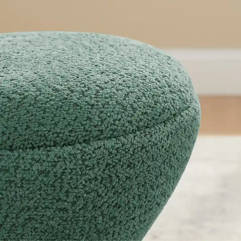 Pouf Djembe Boucle Imbottito con Base Girevole, Sgabello Girevole da Trucco per Soggiorno, Cabina Armadio (Set da 2)