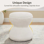 Pouf Djembe Boucle Imbottito con Base Girevole, Sgabello Girevole da Trucco per Soggiorno, Cabina Armadio (Set da 2)