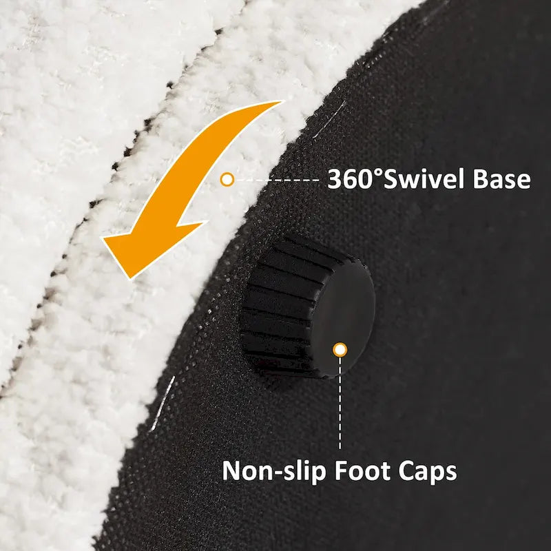 Pouf Djembe Boucle Imbottito con Base Girevole, Sgabello Girevole da Trucco per Soggiorno, Cabina Armadio (Set da 2)