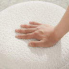 Pouf Djembe Boucle Imbottito con Base Girevole, Sgabello Girevole da Trucco per Soggiorno, Cabina Armadio (Set da 2)
