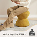 Pouf Djembe Boucle Imbottito con Base Girevole, Sgabello Girevole da Trucco per Soggiorno, Cabina Armadio (Set da 2)