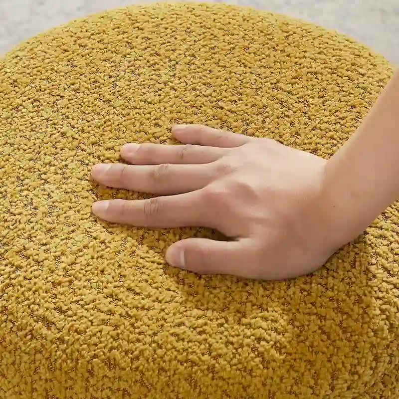 Pouf Djembe Boucle Imbottito con Base Girevole, Sgabello Girevole da Trucco per Soggiorno, Cabina Armadio (Set da 2)
