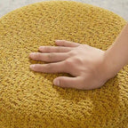 Pouf Djembe Boucle Imbottito con Base Girevole, Sgabello Girevole da Trucco per Soggiorno, Cabina Armadio (Set da 2)