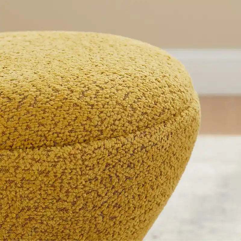 Pouf Djembe Boucle Imbottito con Base Girevole, Sgabello Girevole da Trucco per Soggiorno, Cabina Armadio (Set da 2)