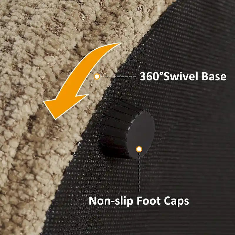 Pouf Djembe Boucle Imbottito con Base Girevole, Sgabello Girevole da Trucco per Soggiorno, Cabina Armadio (Set da 2)