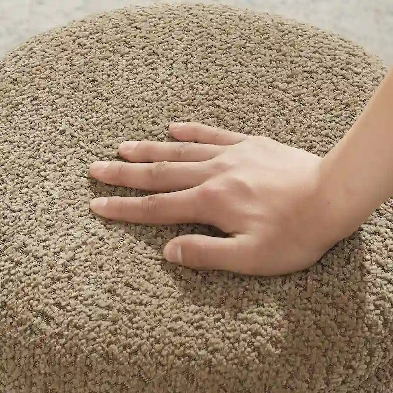 Pouf Djembe Boucle Imbottito con Base Girevole, Sgabello Girevole da Trucco per Soggiorno, Cabina Armadio (Set da 2)