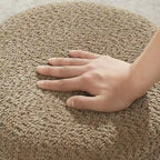 Pouf Djembe Boucle Imbottito con Base Girevole, Sgabello Girevole da Trucco per Soggiorno, Cabina Armadio (Set da 2)