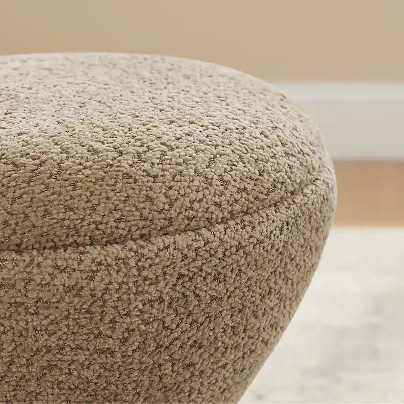 Pouf Djembe Boucle Imbottito con Base Girevole, Sgabello Girevole da Trucco per Soggiorno, Cabina Armadio (Set da 2)