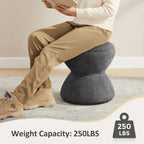 Pouf Djembe Boucle Imbottito con Base Girevole, Sgabello Girevole da Trucco per Soggiorno, Cabina Armadio (Set da 2)
