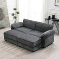 Divano letto componibile trasformabile a 4 posti imbottito a combinazione libera, seduta profonda, pouf, grigio