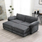 Divano letto componibile trasformabile a 4 posti imbottito a combinazione libera, seduta profonda, pouf, grigio