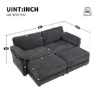 Divano letto componibile trasformabile a 4 posti imbottito a combinazione libera, seduta profonda, pouf, grigio