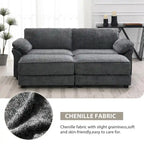 Divano letto componibile trasformabile a 4 posti imbottito a combinazione libera, seduta profonda, pouf, grigio