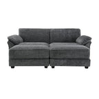 Divano letto componibile trasformabile a 4 posti imbottito a combinazione libera, seduta profonda, pouf, grigio