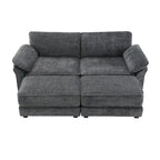 Divano letto componibile trasformabile a 4 posti imbottito a combinazione libera, seduta profonda, pouf, grigio