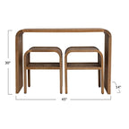 Tavolo in legno con bordo a cascata e 2 tavolini a incastro - 45.0L x 14.0W x 30.0H