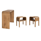 Tavolo in legno con bordo a cascata e 2 tavolini a incastro - 45.0L x 14.0W x 30.0H