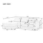 Canapé d'angle modulaire en forme de L de 92,9 po de largeur avec coussins et 3 oreillers