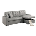 Divano componibile trasformabile in ecopelle con contenitore, grigio chiaro