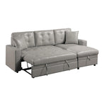 Divano componibile trasformabile in ecopelle con contenitore, grigio chiaro