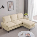 Divano angolare contemporaneo in pelle tecnica, chaise longue reversibile, beige
