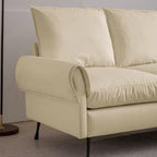 Divano angolare contemporaneo in pelle tecnica, chaise longue reversibile, beige